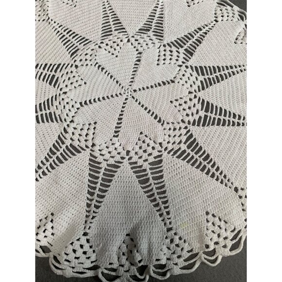 Vintage Round Crochet Lace Doily White 12 Inches Diameter Handmade Home Decor - Picture 2 of 5